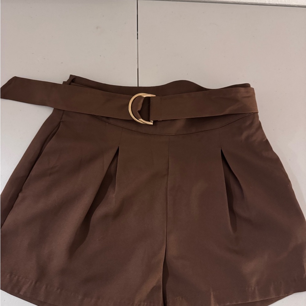 Lush Chocolate Brown Belted Skorts